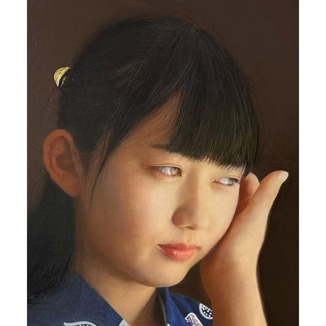Aika by Kazuya Ushioda | Oil on Panel Portrait of a girl in a traditional kimono. For Sale - Image 4 of 5