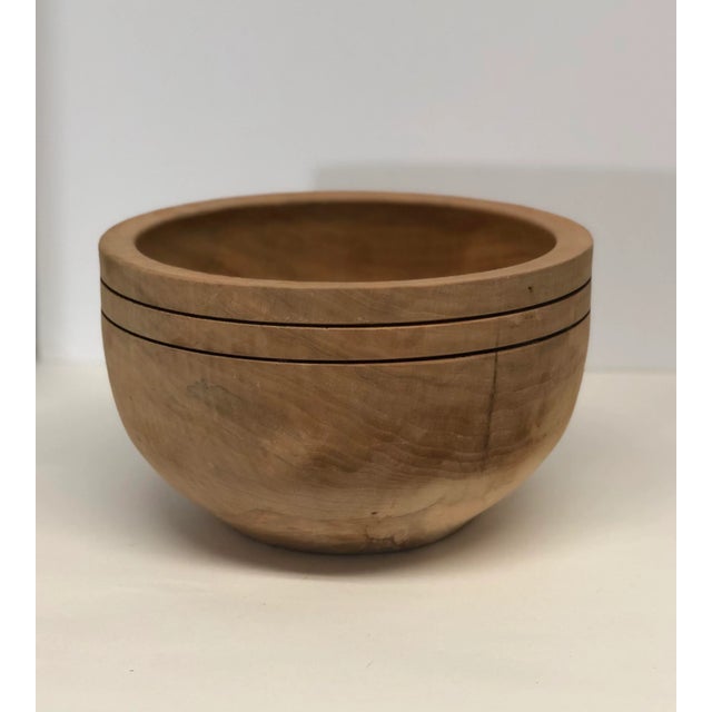 2010s Cherry Turned Bowl With Nail Signed For Sale - Image 5 of 5
