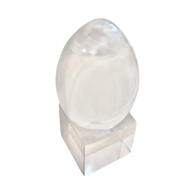 Mid Century Contemporary Modern Lucite Egg Sculpture For Sale - Image 4 of 7