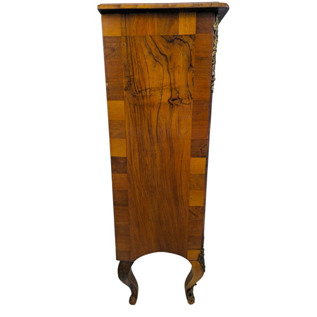 Wood German Walnut Veneer Pillar Commode with Ornate Mounts, 1880 For Sale - Image 7 of 9