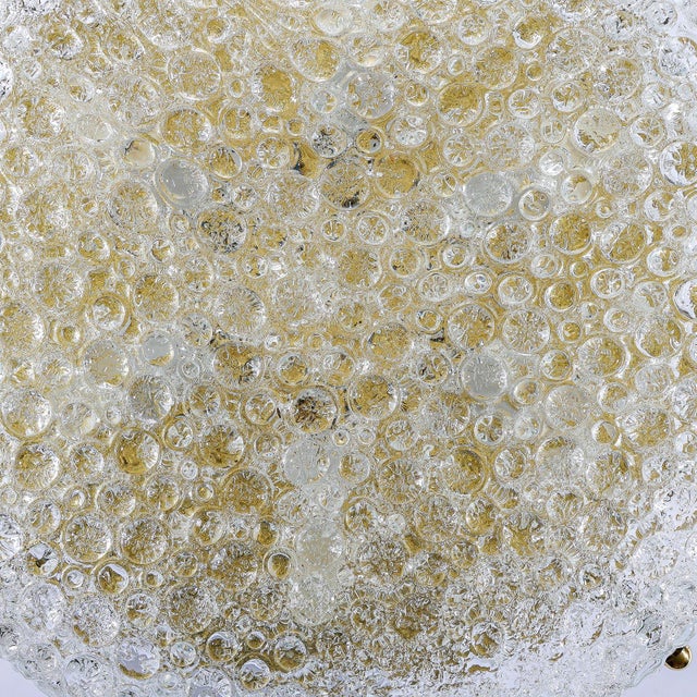 Metal Large Round Ceiling Lamp in Hand-Blown Murano Glass and Brass from Hillebrand Lighting, 1970s For Sale - Image 7 of 12