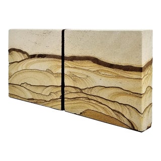 Sandstone Bookends Vintage - a Pair -Organic Modern Decor Rock Specimen Mid Century Natural Stone Sculpture For Sale