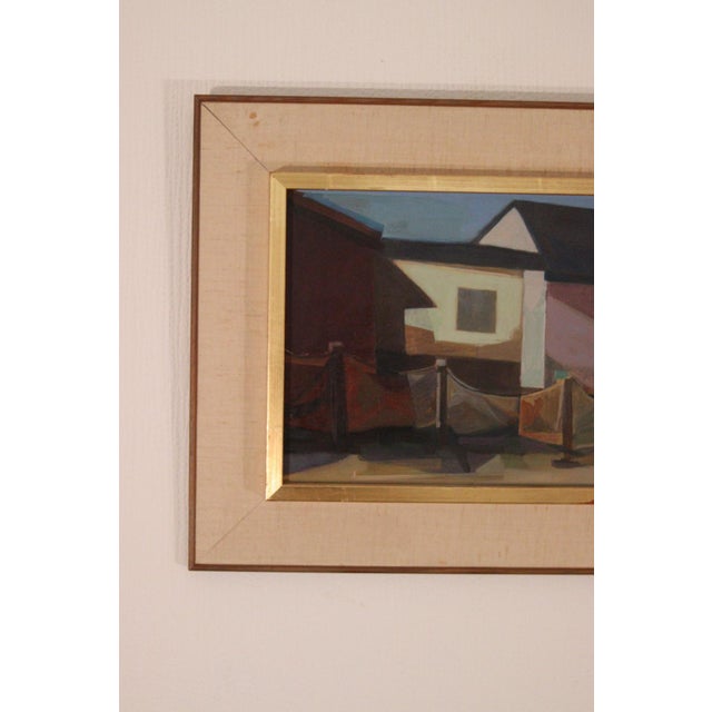Original Swedish Oil on Panel – “Grötviks sjöbodar, Söndrum” by Ragnar Ring – Signed & Framed – 37 × 67 cm (14.6" × 26.4")...