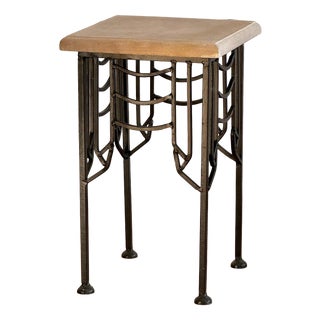 Iron and Stone Side Table For Sale