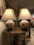 This distinctive pair of table lamps (sold as a set of two) feature beautiful Chinese jars of beige crackleware with gilt,...