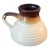 Vintage Mid Century Art Pottery Stoneware Brown & Cream Colored Ribbed Pitcher For Sale