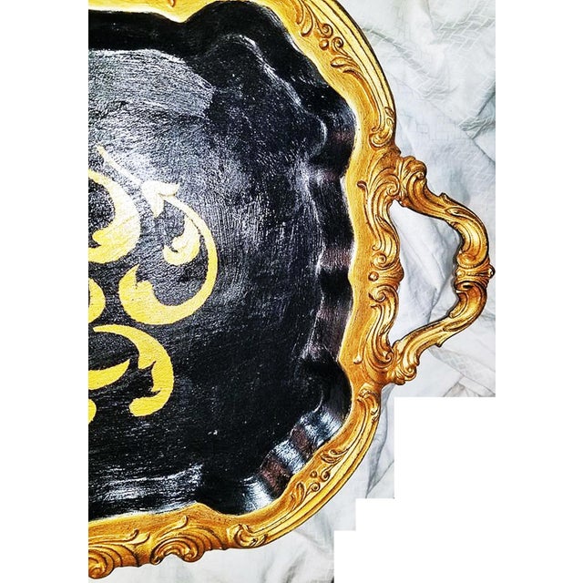 1950s 1950s Black and Gold Plated Serving Tray For Sale - Image 5 of 7