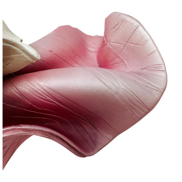 1980s Large 15" Keith Fortley Signed Post-Modern Sculptural Flower Centerpiece – Pink & Opalescent White For Sale - Image 5 of 17