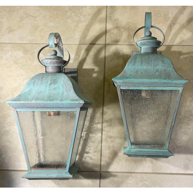Metal Pair of Vintage Solid Brass Lanterns - Timeless Elegance for Your Home For Sale - Image 7 of 10
