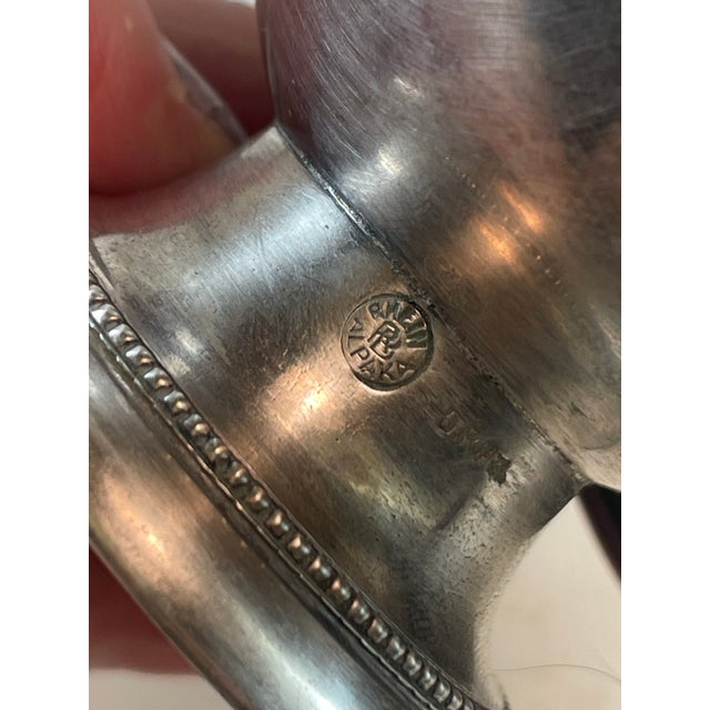 Mid 20th Century Alpaca Silver Embossed Flower Wood Handled Tea Strainer For Sale - Image 11 of 12