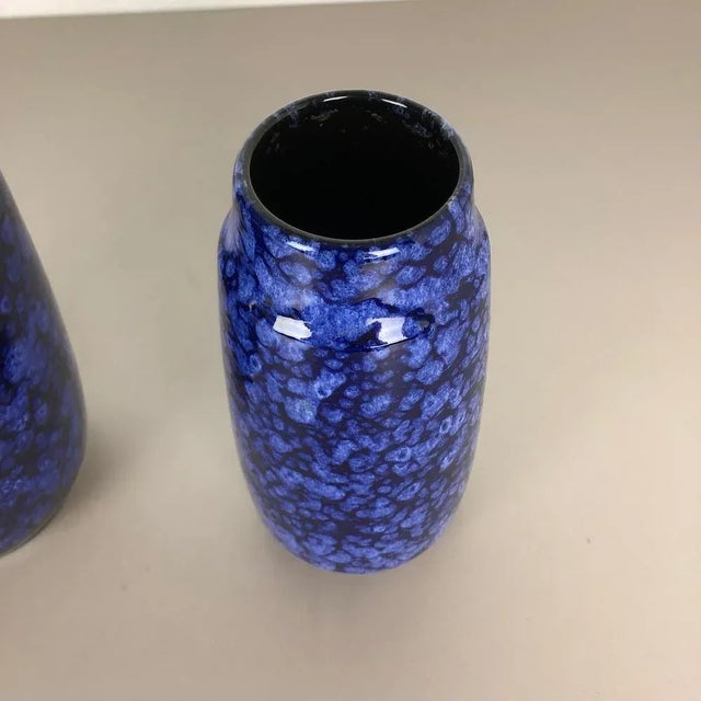 Model Blue Pottery Fat Lava Vases from Scheurich, Germany, 1970s, Set of 2 For Sale - Image 10 of 18