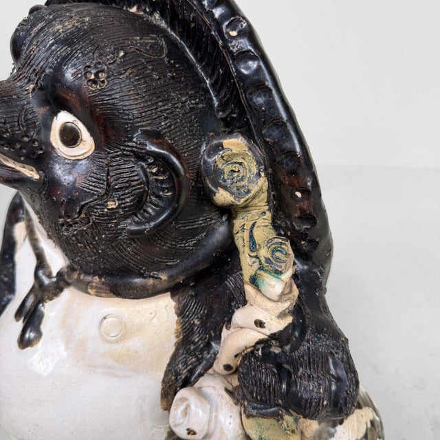 Black Large Shōwa Shigaraki Earthenware Decorative Tanuki Figure, Japan, 1960s For Sale - Image 8 of 12