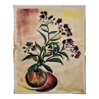 Henry Emil Salloch Original Watercolor on Paper Floral Still Life, 1940. For Sale