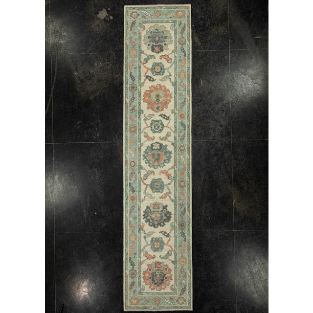 Blue Turkish Oushak Rug 2'3" x 10'2" #20208 For Sale - Image 8 of 8
