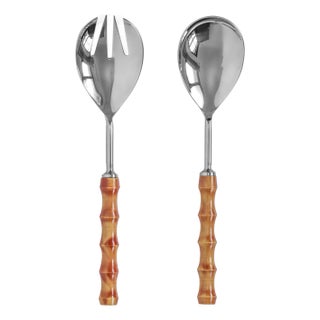 Bamboozled Faux Bamboo Salad Serving Spoons - Set of 2 For Sale