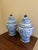 A classic pair of blue and white ginger jars, decorated throughout with delicate Chinoiserie floral motifs. The pattern is...