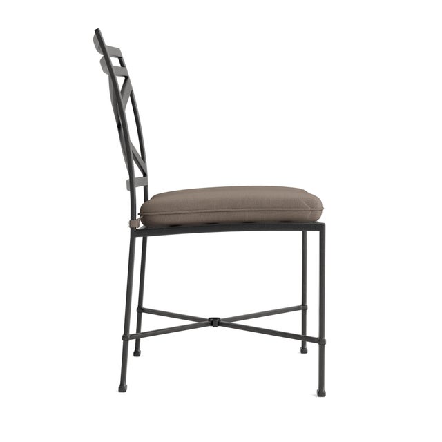 Contemporary Brown Jordan Venetian Side Chair, Textured Pewter frame with Fusion Taupe fabric For Sale - Image 3 of 11