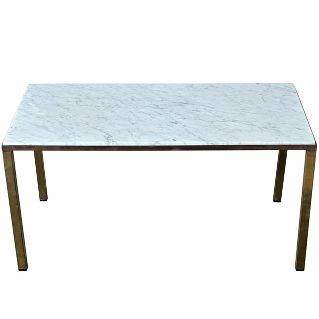 French Early 20th Century White Marble & Brass Coffee Table For Sale - Image 12 of 12
