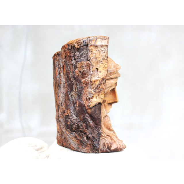 Vintage Folk Art Hand-Carved Wood Weeping Christ Sculpture, 1930s For Sale - Image 4 of 8