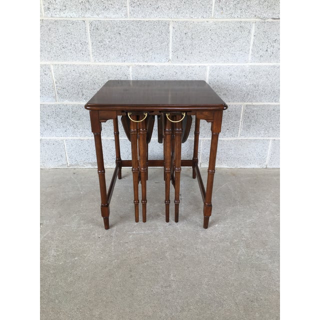 Harden Furniture Solid Cherry Faux Bamboo Nesting Tea Tables Set of 3