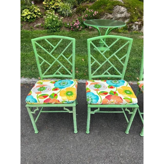 Meadowcraft Faux Bamboo Green Patio Dining Set in Green For Sale In New York - Image 6 of 16