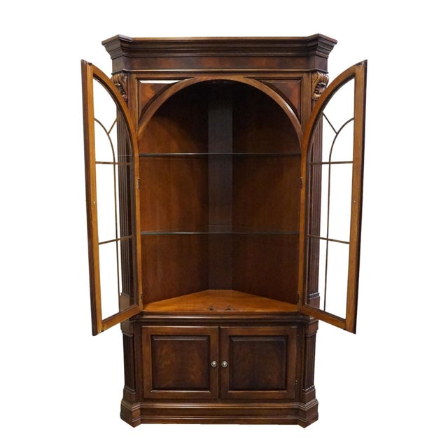 Early 21st Century Ethan Allen Newport Collection Solid Cherry Traditional Style 51" Corner Curio Cabinet 34-6438 - Belmont 570 Finish For Sale - Image 5 of 8