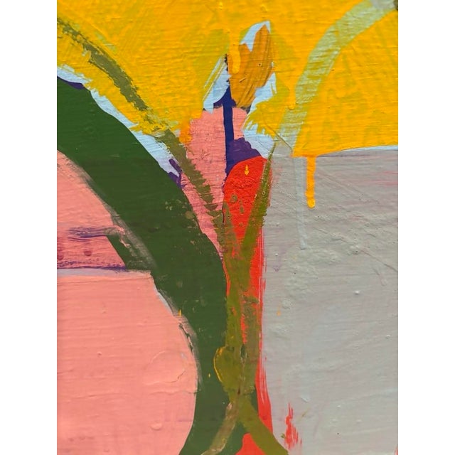 Colorful abstract mixed media acrylic painting by artist (Polish, b. 1953). Jeffrey Jonczyk, known for his bright and...