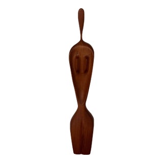 Danish Modern Figural Teak Carved Sculpture For Sale