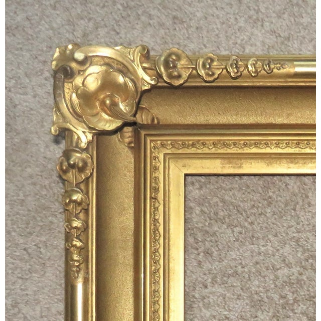 Antique Ornate Gilt Wood & Gesso Picture Frame, Rabbet Opening 14 1/4