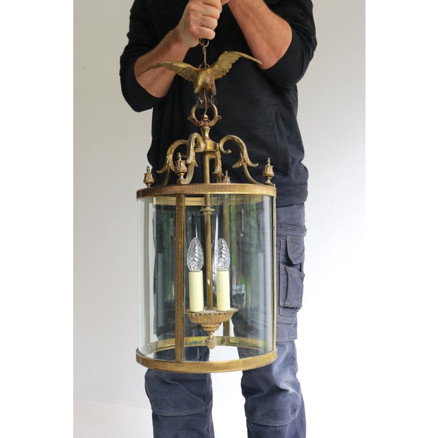 Mid-Century Modern Eagle Lantern Pendant in Brass and Glass, 1960s For Sale - Image 6 of 12