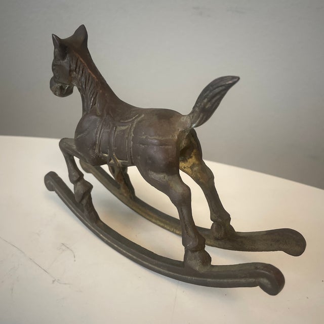 1980s Brass Rocking Horse For Sale - Image 4 of 5