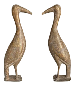 20th Century West African Cast Bronze Birds - a Pair