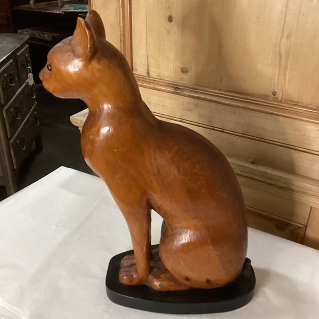 Mid 20th Century Hand Carved Wood Cat From Italy For Sale - Image 4 of 10