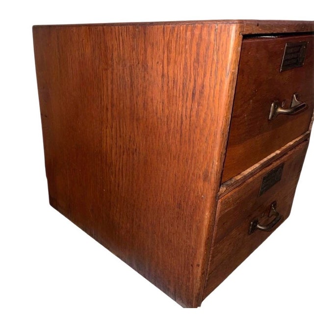 1960s Chicago Paper Company 2-Drawer Walnut Filing Cabinet With Original Brass Hardware For Sale In Chicago - Image 6 of 8