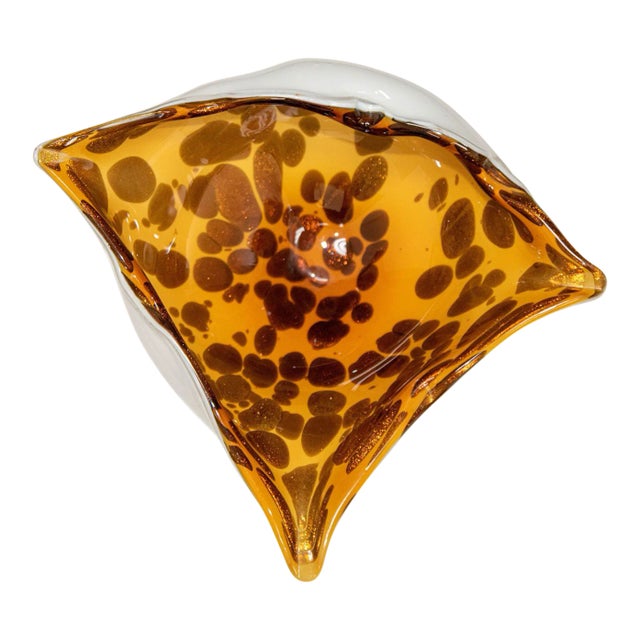 Murano Art Glass Manta Ray Tortoise Spotted Bowl Ashtray Vintage 1960's For Sale