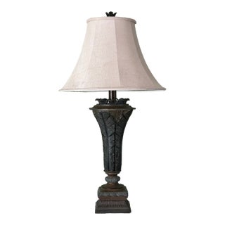 1980s Large Acanthus Leaf Table Lamp With Shade For Sale