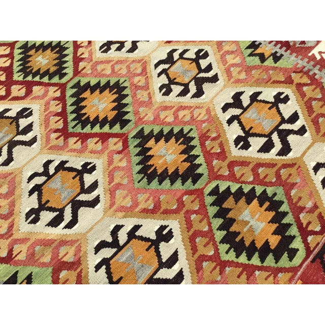 Red Vintage Turkish Kilim Rug - 80" X 116.5" For Sale - Image 8 of 12