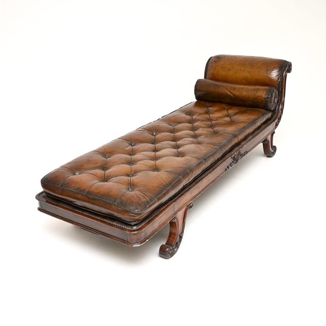 Early 19th Century Antique Regency Leather Chaise Lounge, 1810 For Sale - Image 5 of 11