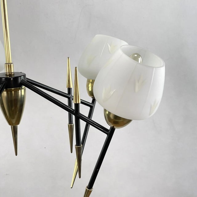 Mid-Century Sputnik Ceiling Lamp in the style of Maison Lunel, 1950s For Sale - Image 10 of 12