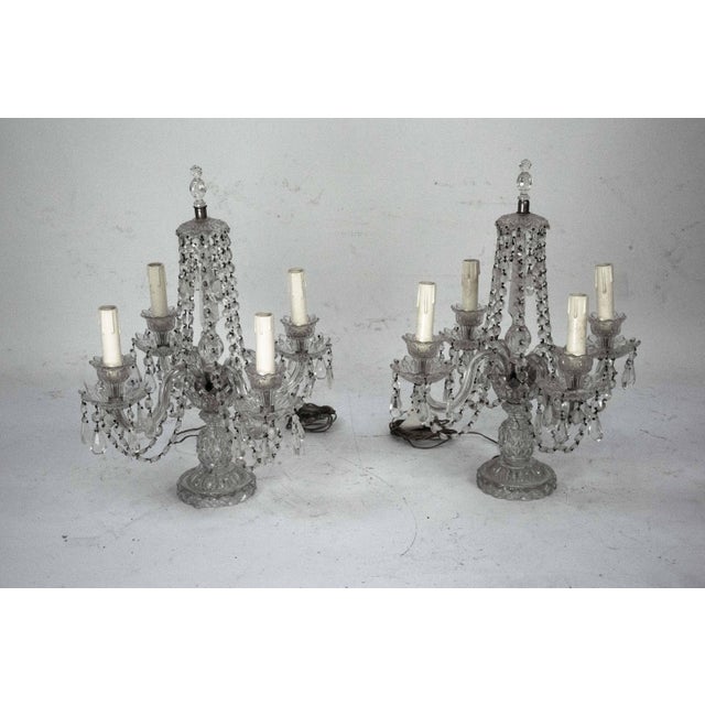 Maria Theresa Crystal Candelabra Table Lamps, Italy, 1940s, Set of 2 For Sale - Image 14 of 18