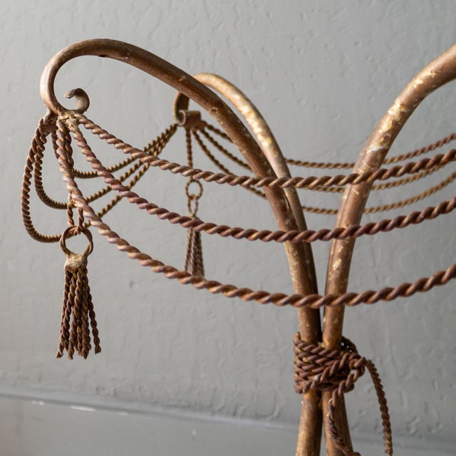 Italian Brass Rope and Tassel Rustic Outdoor Drinks Table For Sale - Image 6 of 18
