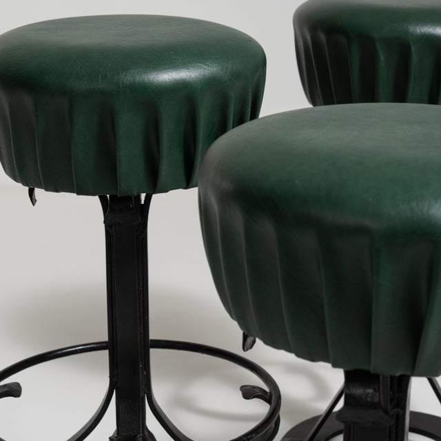 1970s 1970s Set of Four Bar Stools with Wrought Iron Bases For Sale - Image 5 of 16