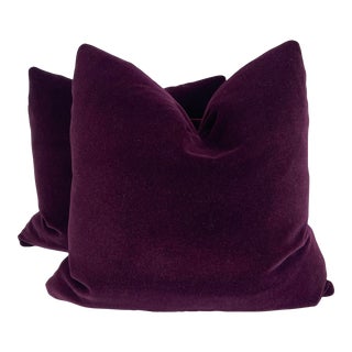 Mohair in Plum 22" Pillows-A Pair For Sale