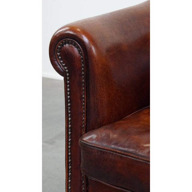 Cognac Sheepskin Club Chair For Sale - Image 10 of 13
