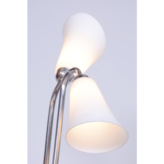 Czech Art Deco Floor Lamp in Chrome, Opal Glass and Lacquered Wood, 1930s For Sale - Image 11 of 15