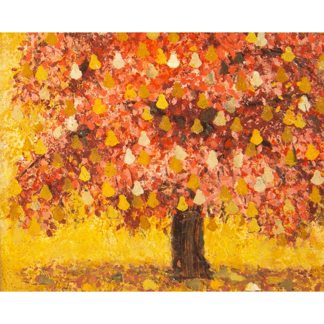 Yellow “Pear Tree” Oil on Board Painting by Gertrude For Sale - Image 8 of 8