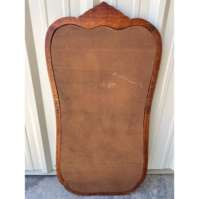 1900s Victorian Curved Tiger Oak Framed Dressing Mirror For Sale - Image 10 of 12