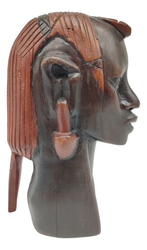 Vintage Makonde African Male Head Sculpture in Ebony, 1960s