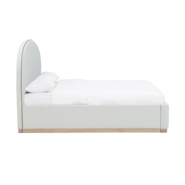 Marlow Performance Velvet King Bed, Cream For Sale - Image 4 of 11