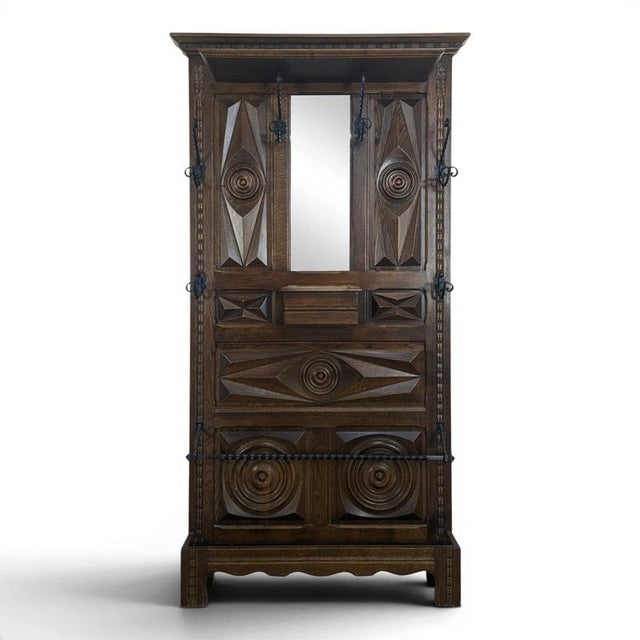 Oak Coat Rack in the style of Dudouyt For Sale - Image 9 of 9